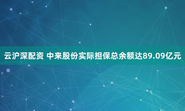 云沪深配资 中来股份实际担保总余额达89.09亿元